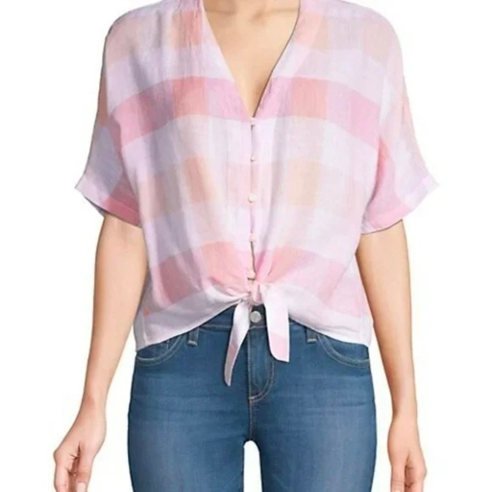 Rails linen small top Thea Gingham linen peach/pink/white